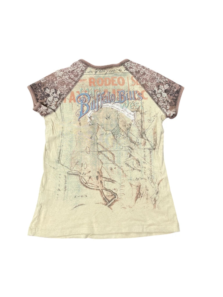 detail view, Skinny Minnie Rhinestone buffalos bills top, vintage Y2K second hand piece, image 5