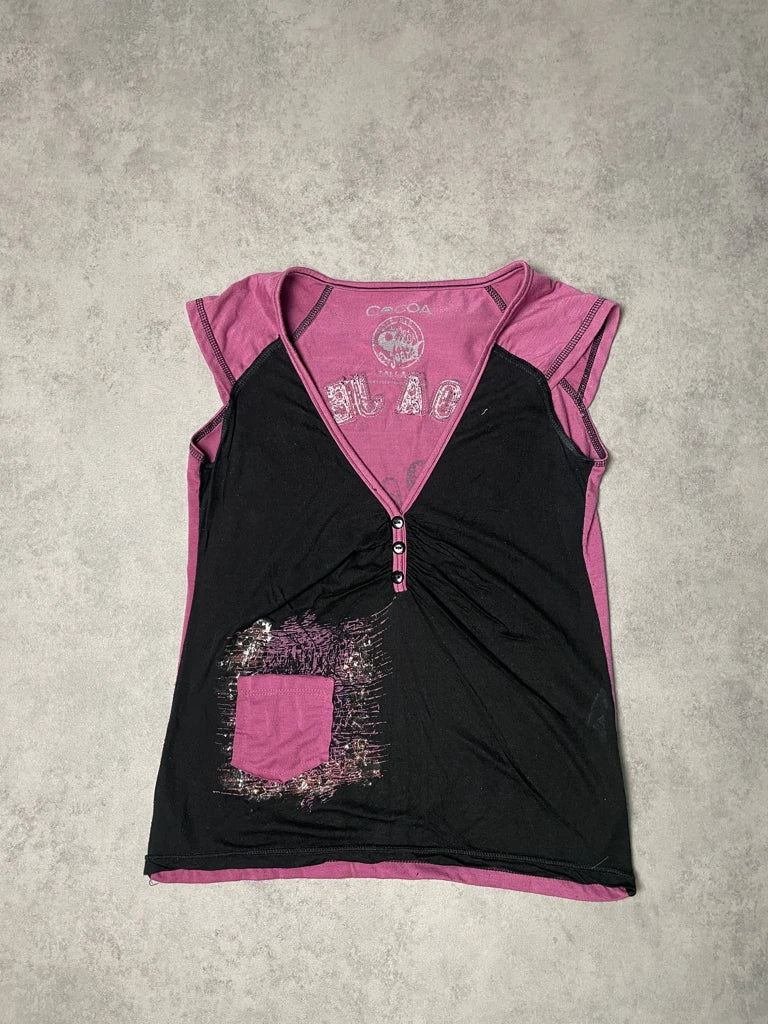 detail view, Pink Cocoa Top, vintage Y2K second hand piece, image 6