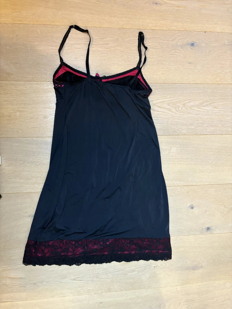Y2K Black Lingerie Slip Dress (M)