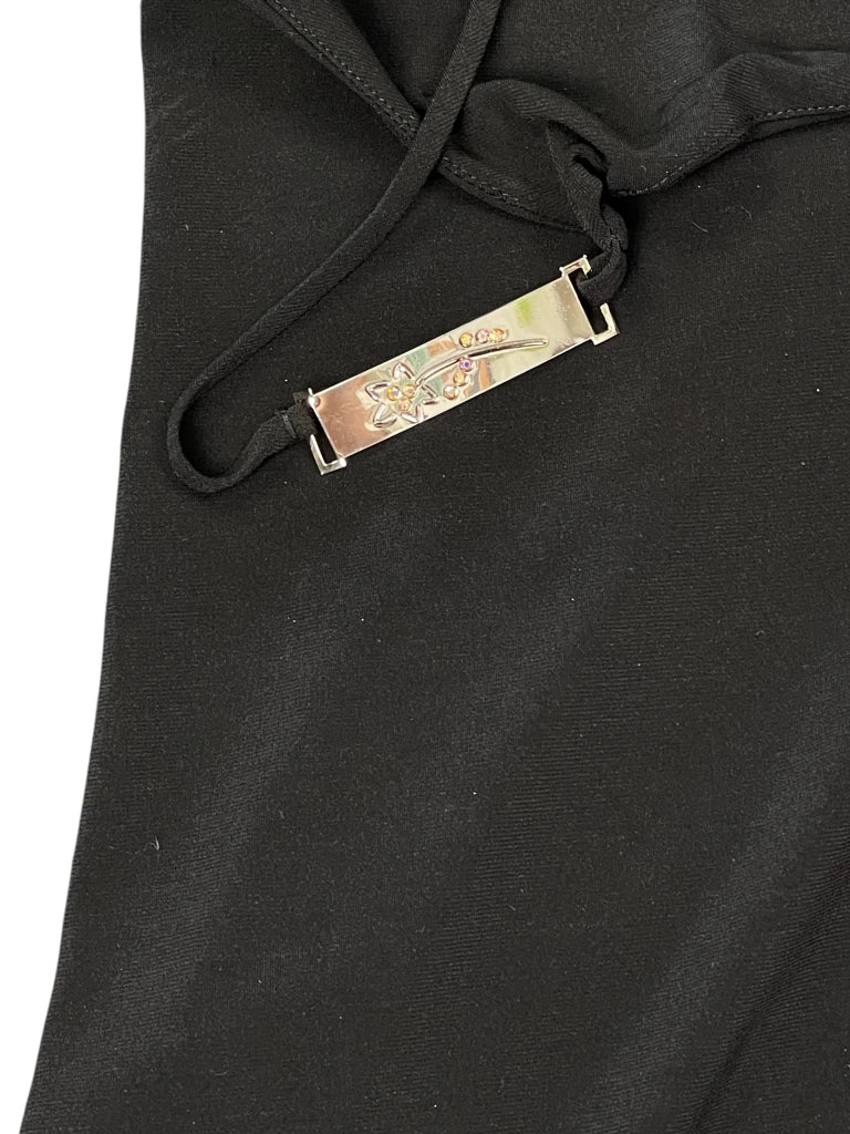 detail view, Siren Black Mesh Accent Top, vintage Y2K second hand piece