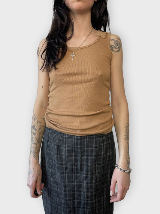 front view, Uniqlo Tank Top with Lace, vintage Y2K second hand piece