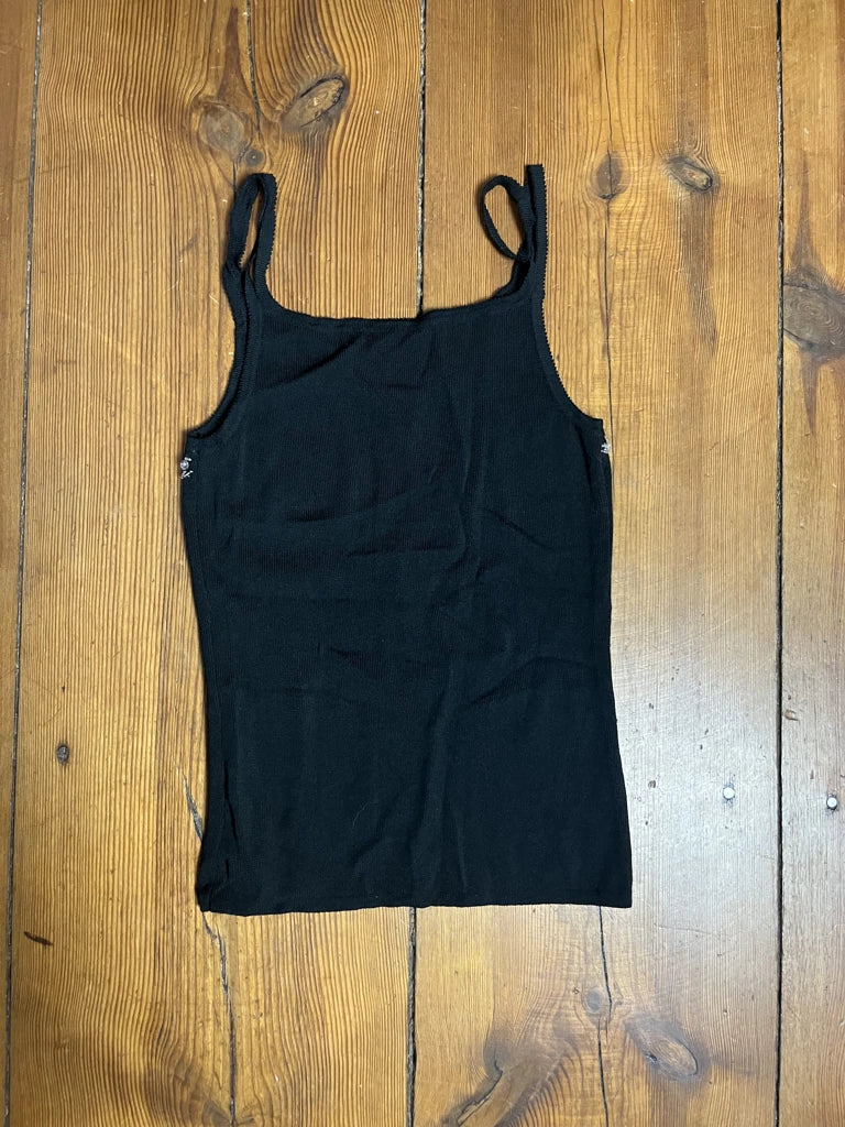 detail view, Black Crop Top with Glitter, vintage Y2K second hand piece, image 4