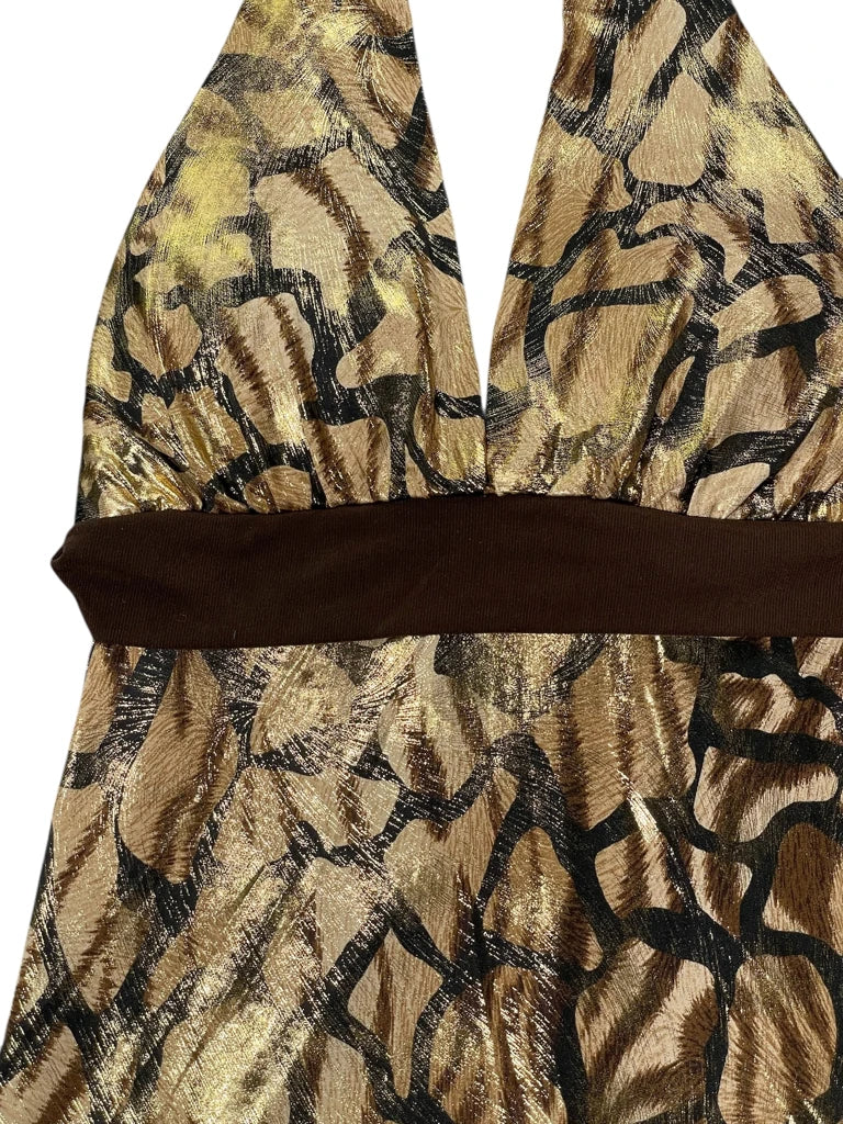 detail view, Touch 9 Gold brown pattern top, vintage Y2K second hand piece, image 6