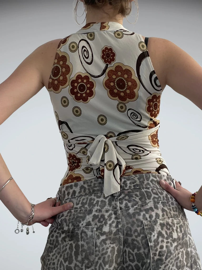 detail view, MM? Psychedelic Bloom – Swirled Retro Crop, vintage Y2K second hand piece