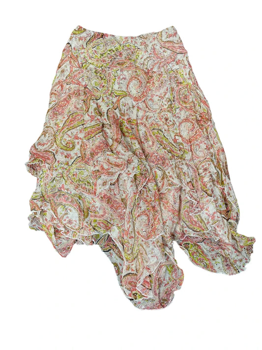 back view, Chadwick Paisley Dream Silk Asymmetric Skirt, vintage Y2K second hand piece