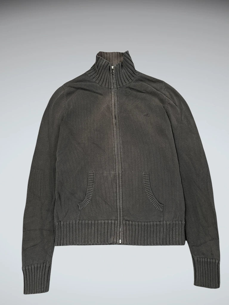 detail view, Esprit Black Ribbed Full-Zip Sweater, vintage Y2K second hand piece