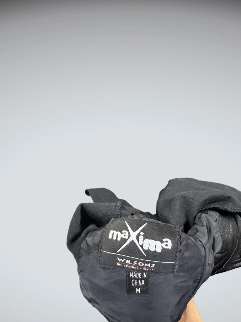 detail view, Maximo Black Real Leather Vest Women, vintage Y2K second hand piece, image 4