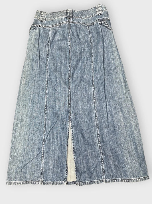 back view, Eddie Bauer Bauer Long Denim Skirt, vintage Y2K second hand piece