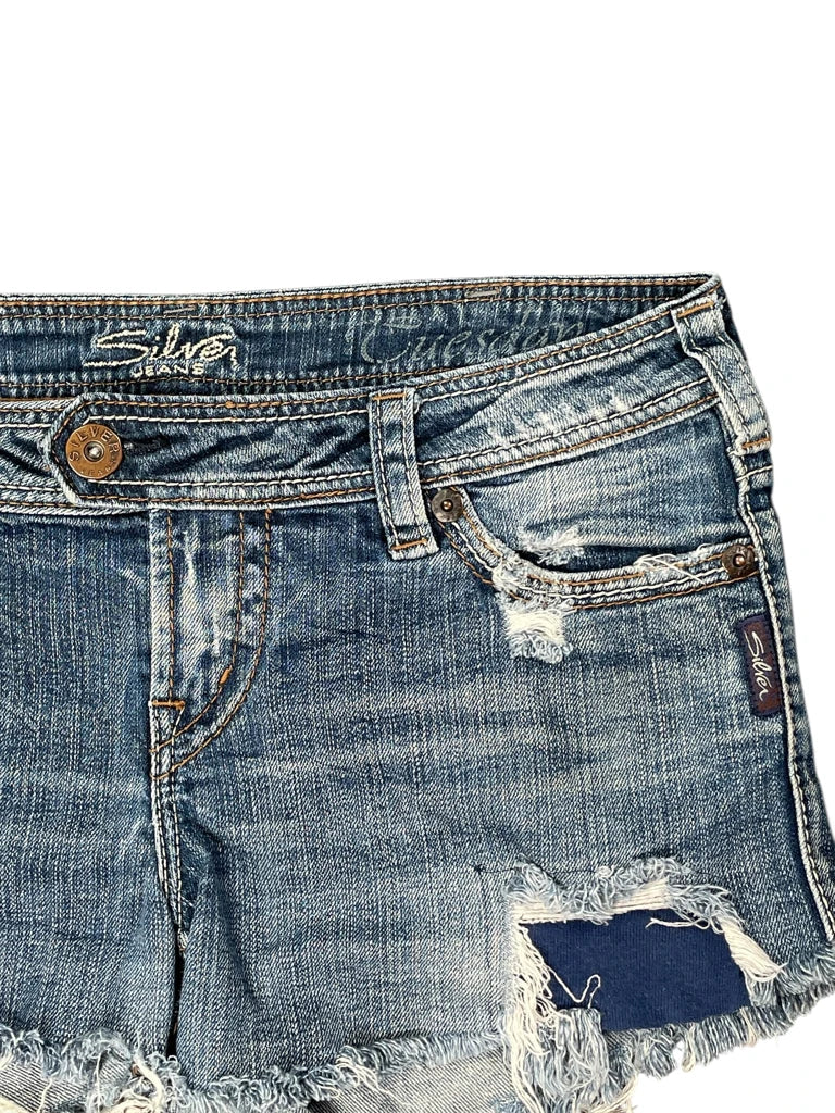 detail view, Silver Jeans Heavy Distressed Denim Hotpants, vintage Y2K second hand piece, image 6