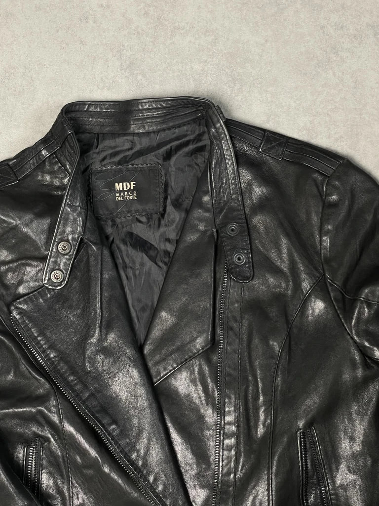 detail view, Marco Del Forte Chic Leather Jacket, vintage Y2K second hand piece