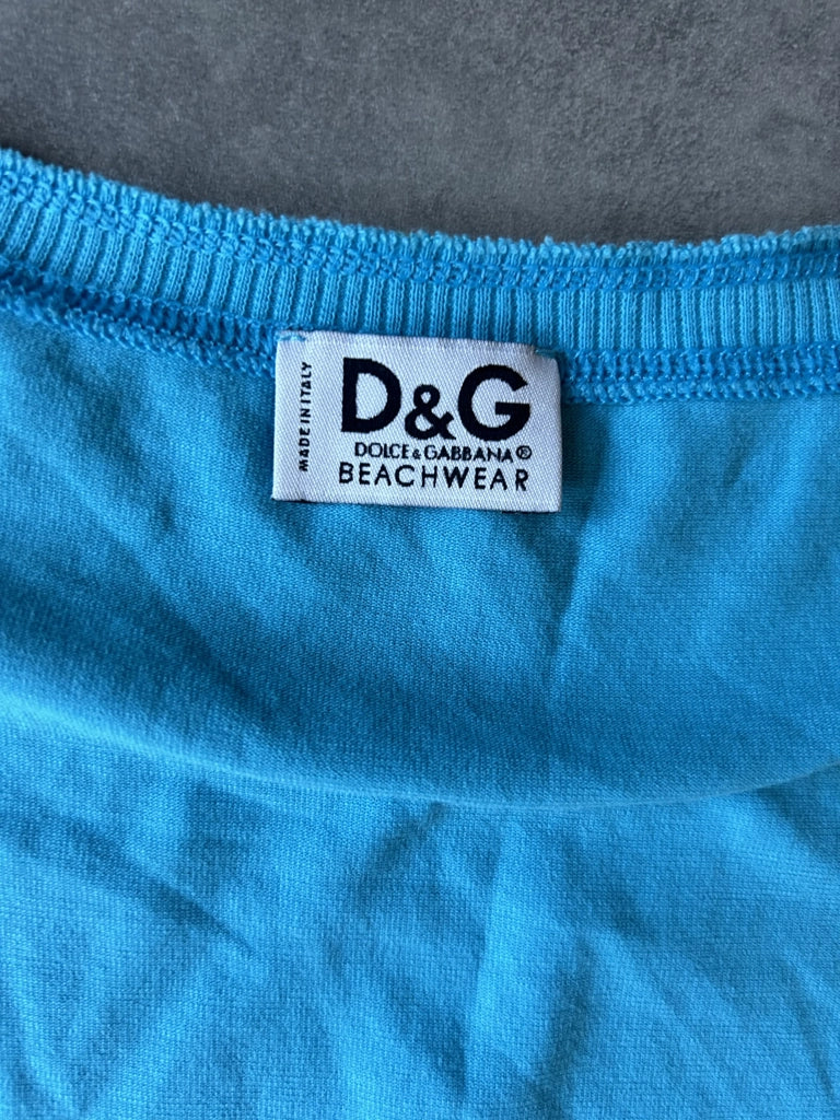 detail view, Dolce & Gabbana D&G Y2K Blue Top, vintage Y2K second hand piece