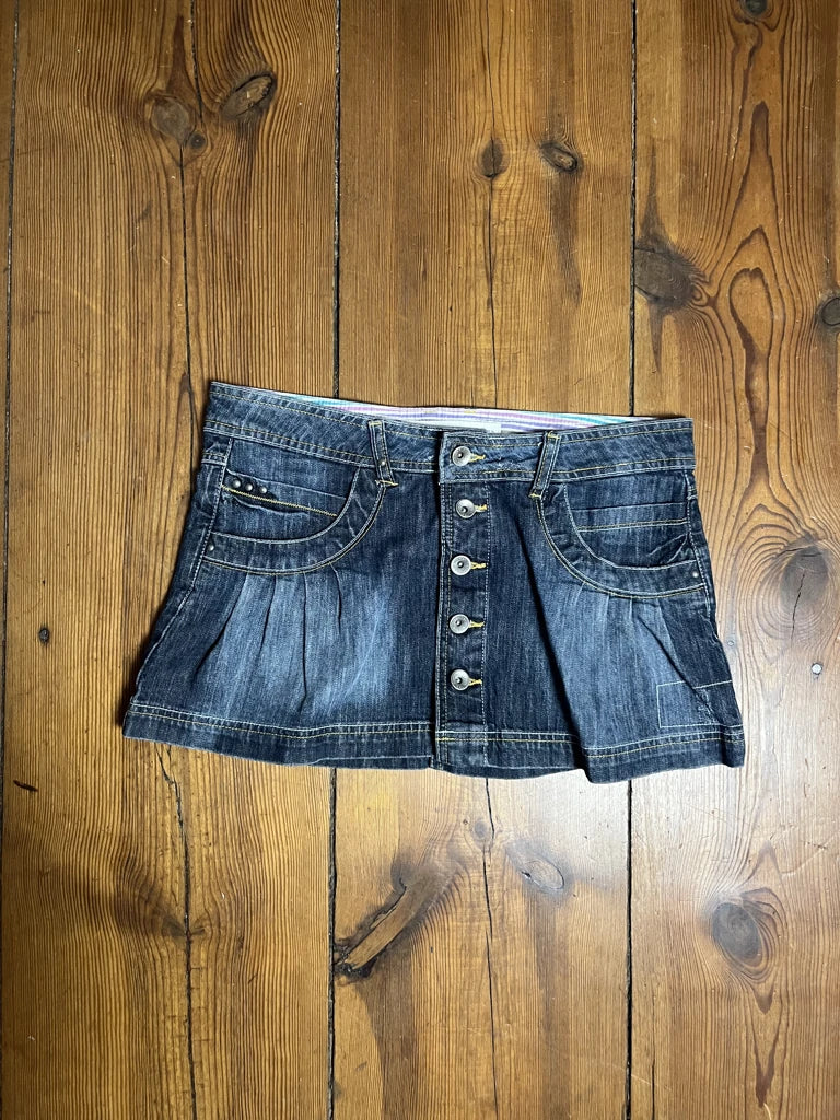Blue Denim Skirt with Buttons (S)