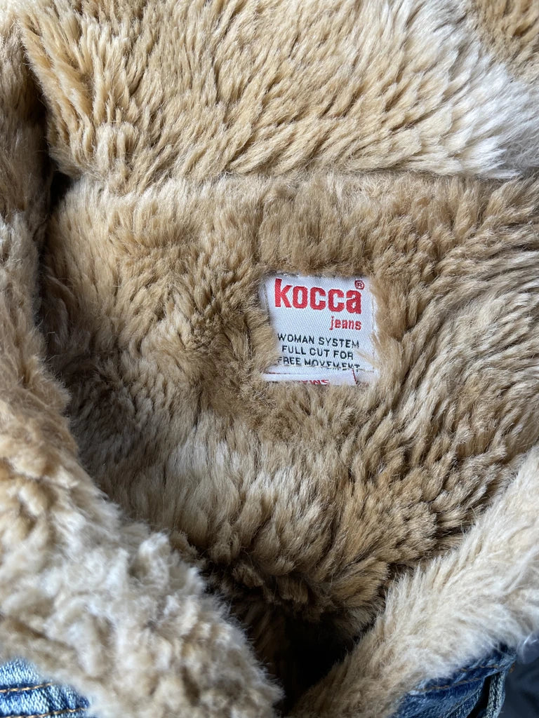 detail view, Kocca Fur Jeans Jacket, vintage Y2K second hand piece