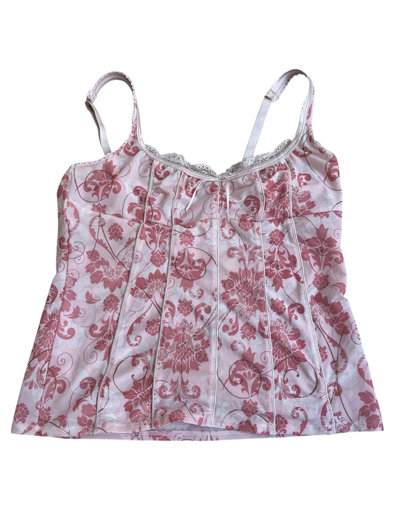 detail view, Bendon )versailles babe – pink corset cami (S?, vintage Y2K second hand piece