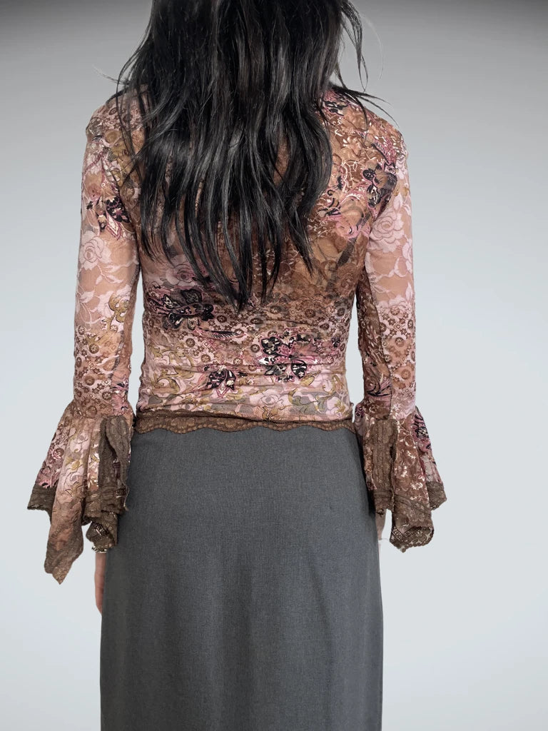 back view, Nana Baila wits by long sleeve corset, vintage Y2K second hand piece