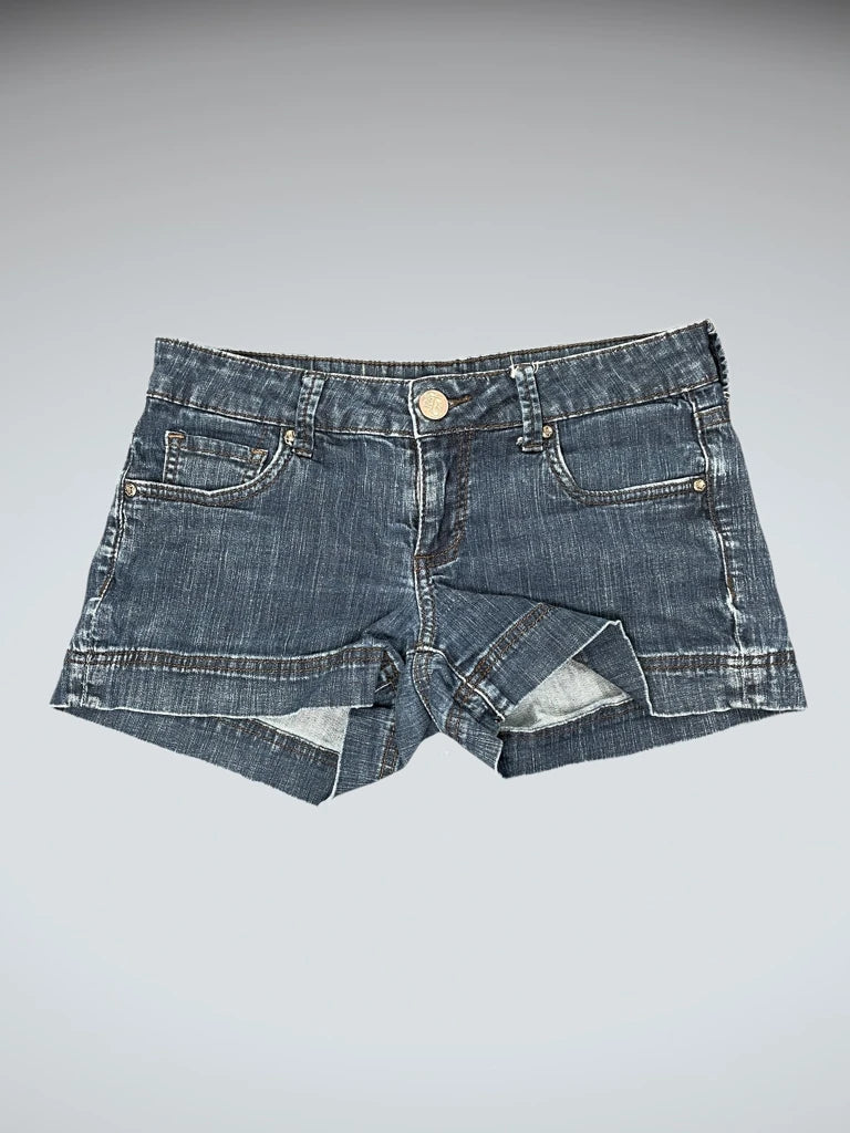 front view, STS Blue Distressed Hem Denim Hotpants, vintage Y2K second hand piece