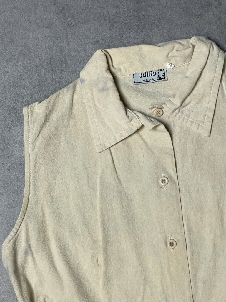 detail view, Lailio Beige Sleeveless Shirt, vintage Y2K second hand piece, image 4