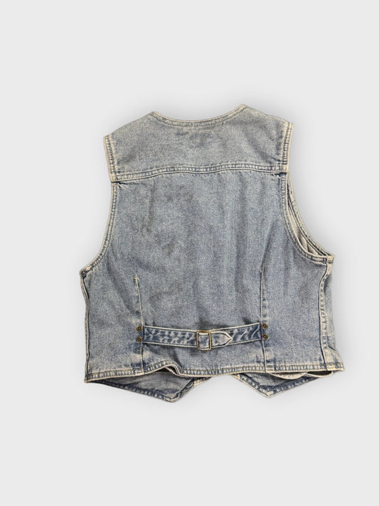 back view, Liz Wear Light Blue Vintage Denim Vest Women, vintage Y2K second hand piece