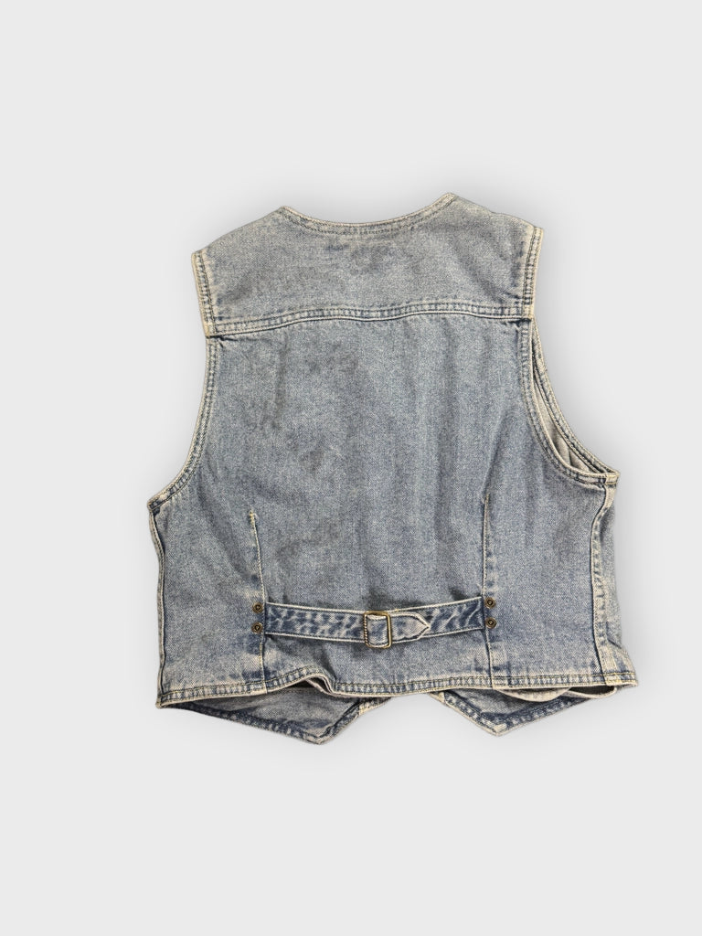 back view, Liz Wear Light Blue Vintage Denim Vest Women, vintage Y2K second hand piece