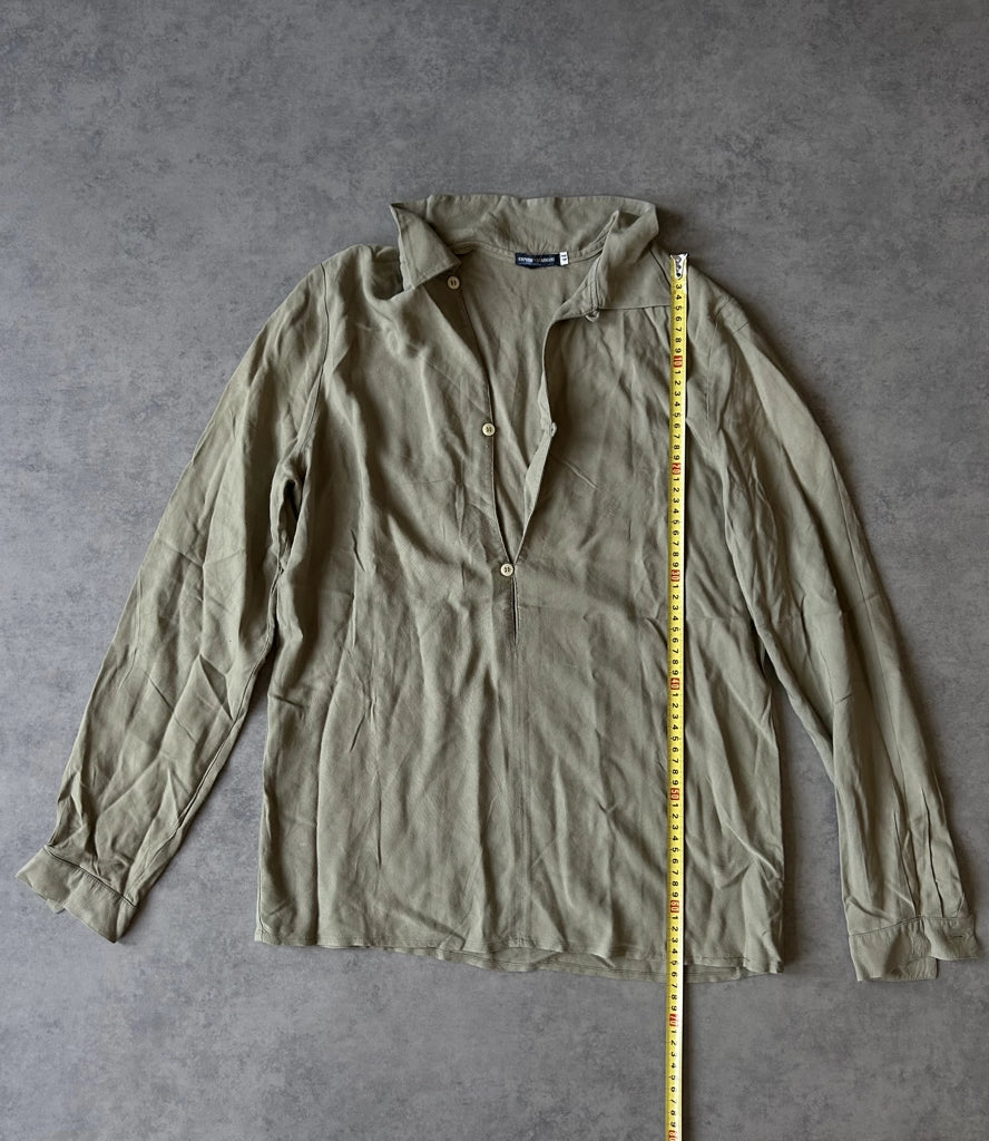detail view, Emporio Armani Y2K Baggy Collar Top in Green, vintage Y2K second hand piece, image 8