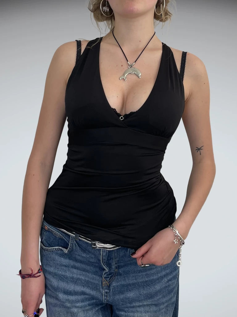 front view, Touch Black Top, vintage Y2K second hand piece