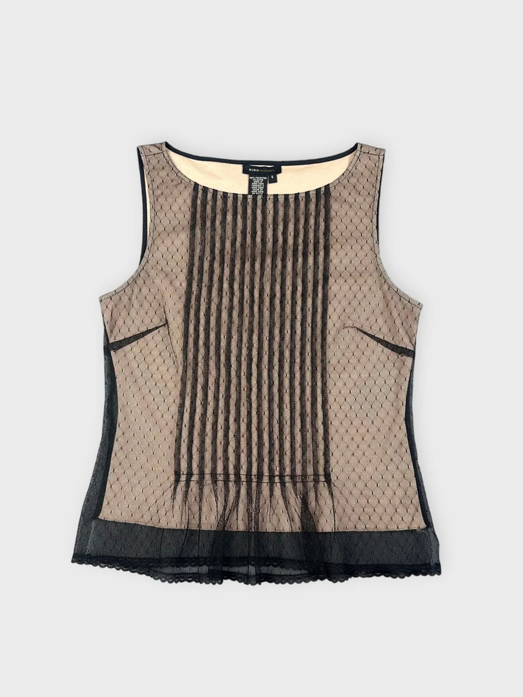 BCBGMaxAzria Pleated Mesh Top - Edgy Layering (S)