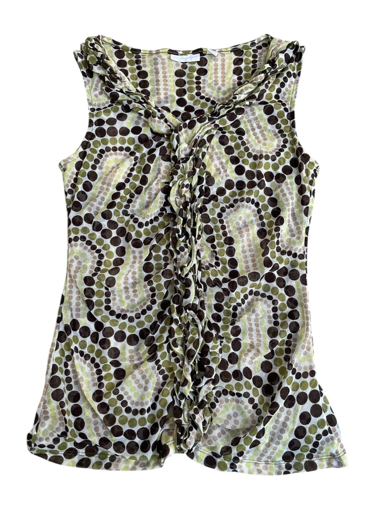 detail view, New York & Company olive wave – 70s mesh cami, vintage Y2K second hand piece