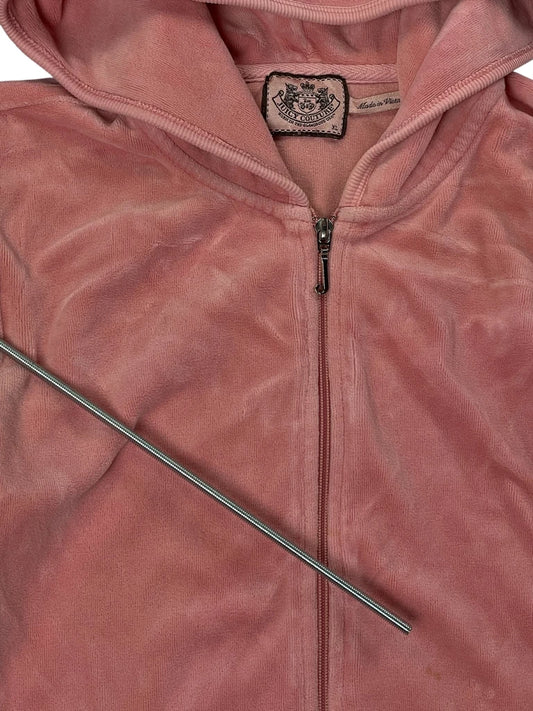 back view, Juicy Couture Pink Velour Crown Zip Hoodie, vintage Y2K second hand piece