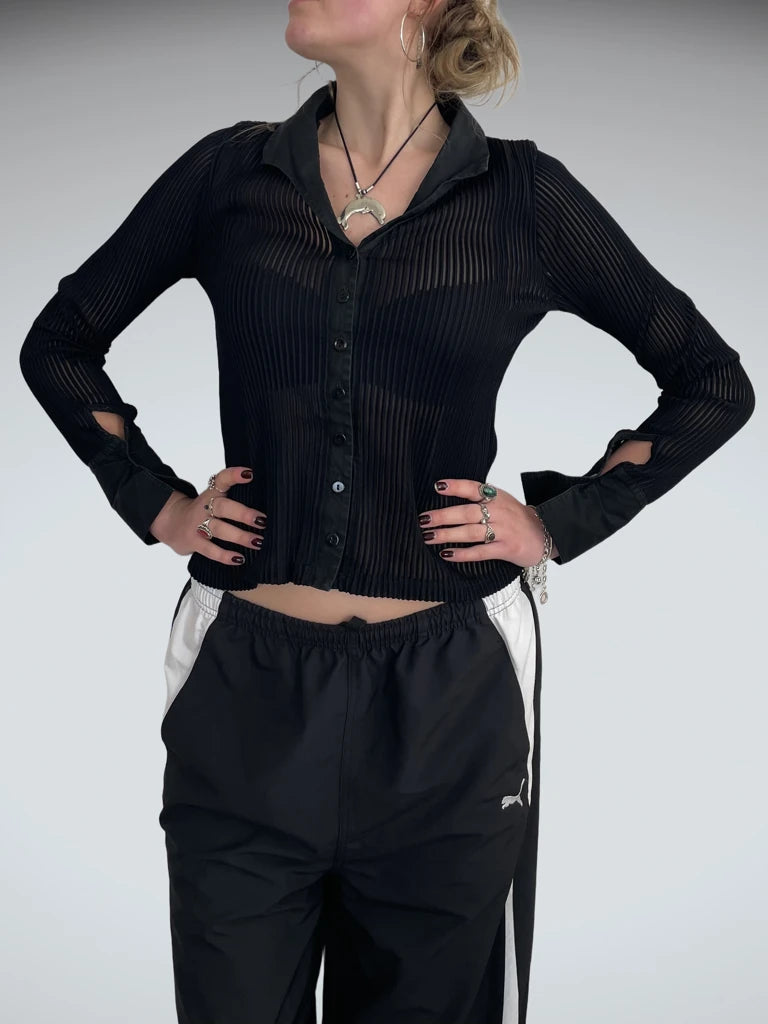 front view, Antonelle Classic Black Shirt, vintage Y2K second hand piece