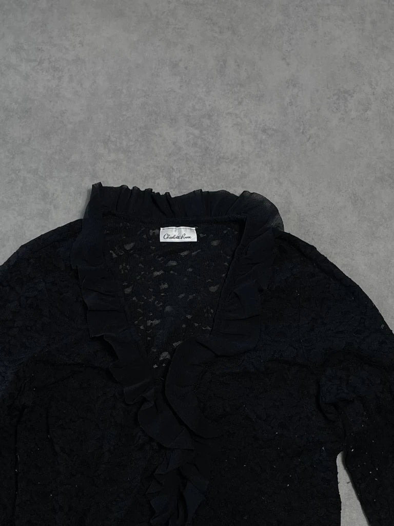 detail view, Charlotte Russe Lace Shirt, vintage Y2K second hand piece