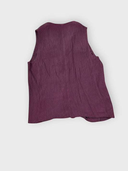 back view, Emblem Purple Rayon Sleeveless Vest Top, vintage Y2K second hand piece