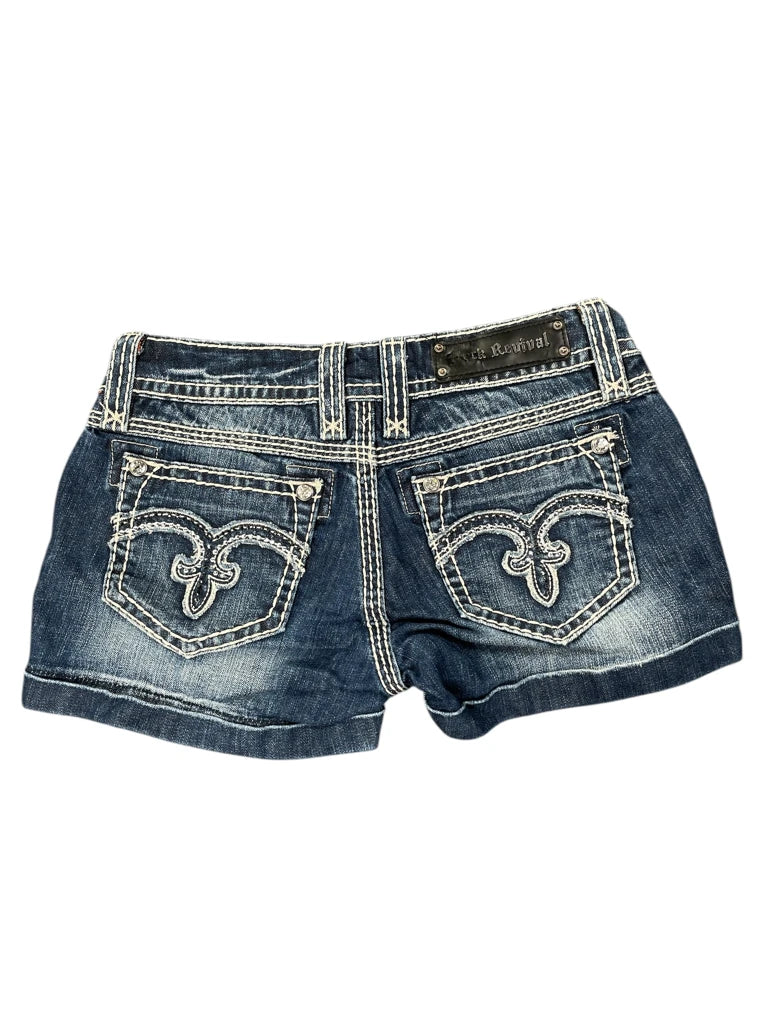 back view, Rock Revival denim hotpants, vintage Y2K second hand piece