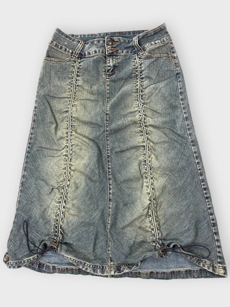 Jou Jou Distressed Wash Denim Skirt (L)