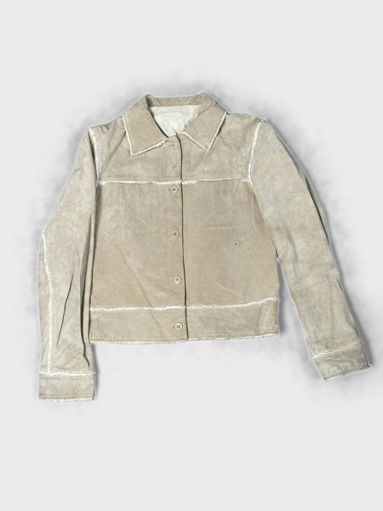detail view, Conbipel Beige Leather Jacket, vintage Y2K second hand piece, image 6
