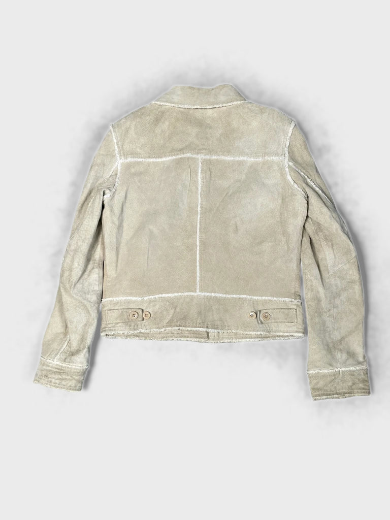 detail view, Conbipel Beige Leather Jacket, vintage Y2K second hand piece, image 5