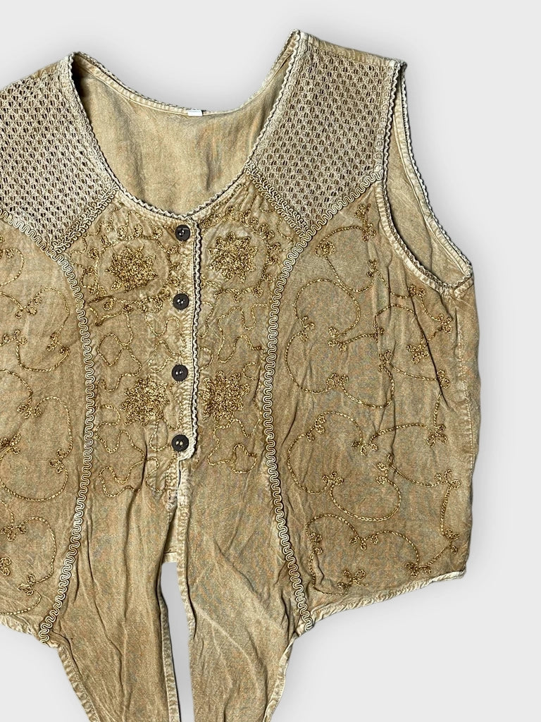 detail view, Beige Top, vintage Y2K second hand piece