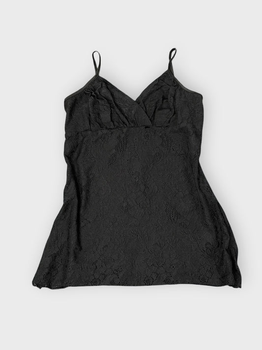 front view, seethrough black lingerie top, vintage Y2K second hand piece