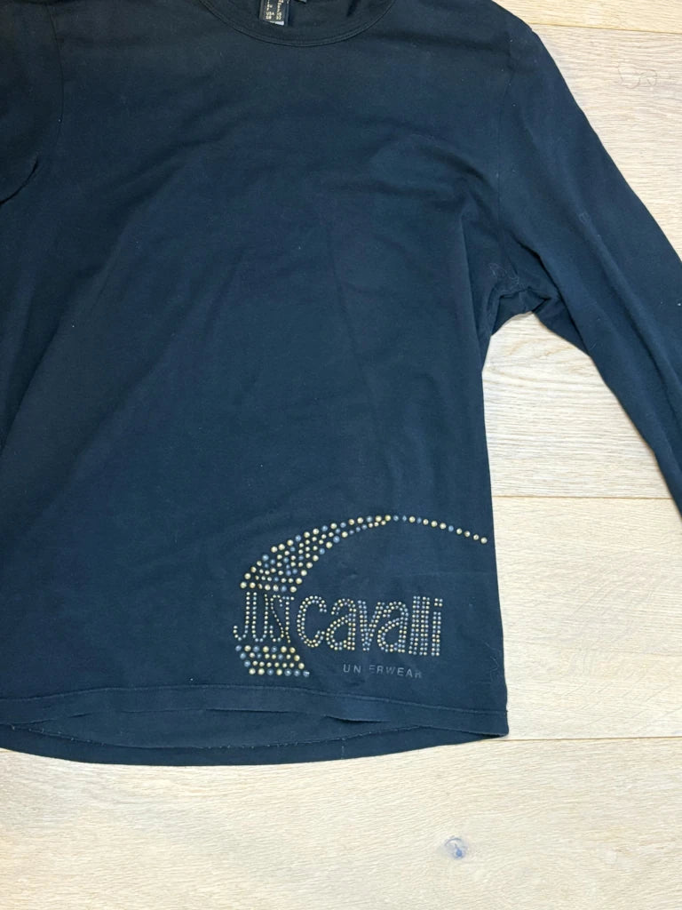detail view, Just Cavalli Y2K Black Long Sleeve Top, vintage Y2K second hand piece, image 4