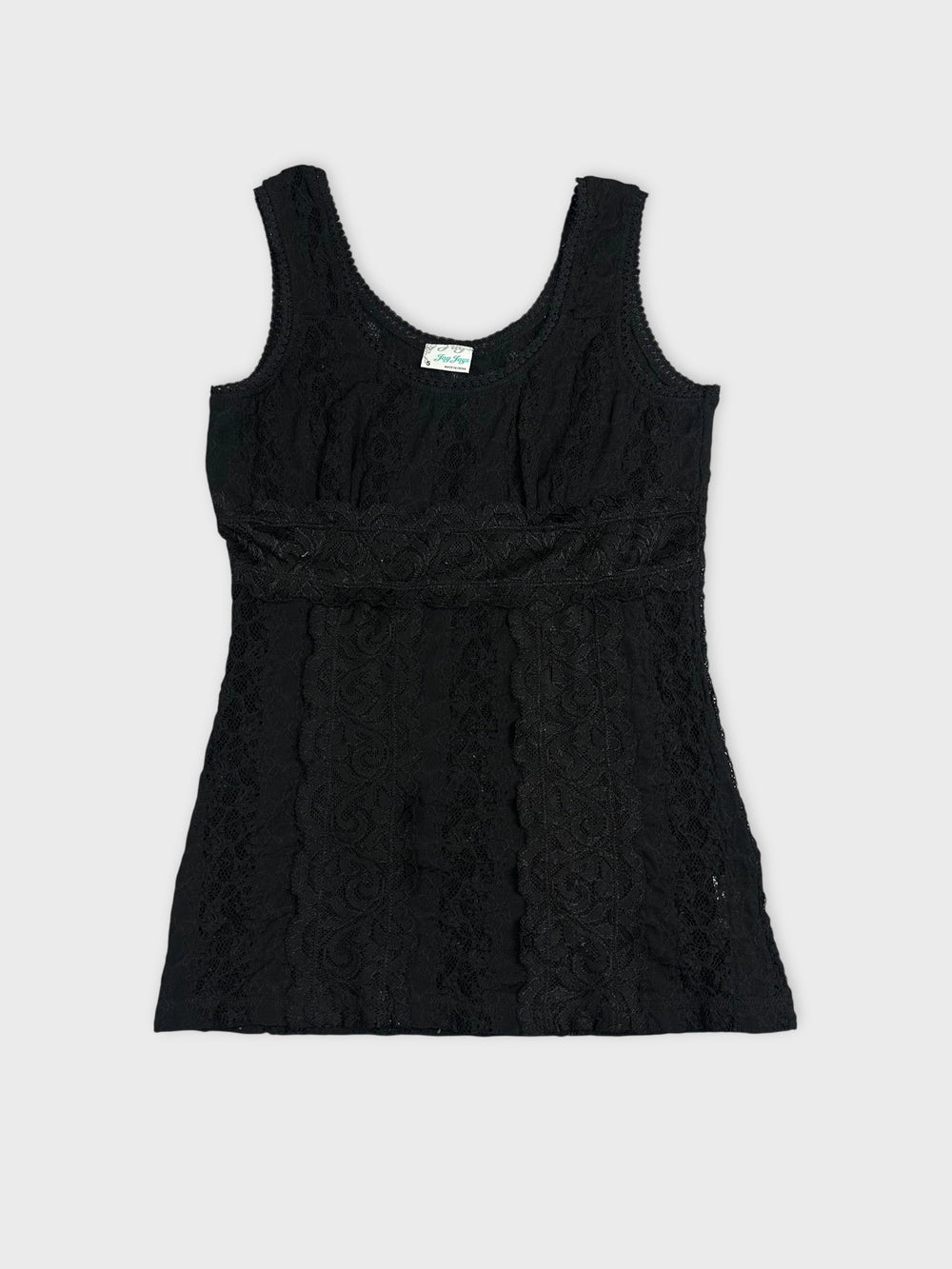 Black lace top with intricate pattern front view