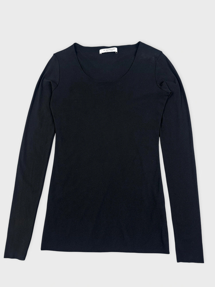 Sleek Black Long Sleeve Knit Dress (S)
