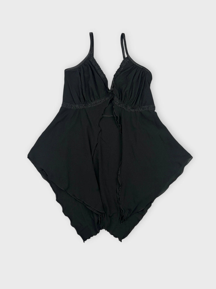 Cream Sheer Cami Top with Ruffled Detail (M)