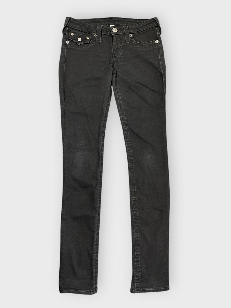detail view, True Religion Black Slim-Fit Jeans with Flap Pockets, vintage Y2K second hand piece, image 5