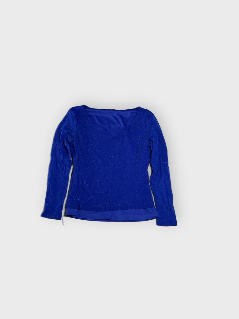 detail view, Eyeshadow blue long sleeve top, vintage Y2K second hand piece, image 6