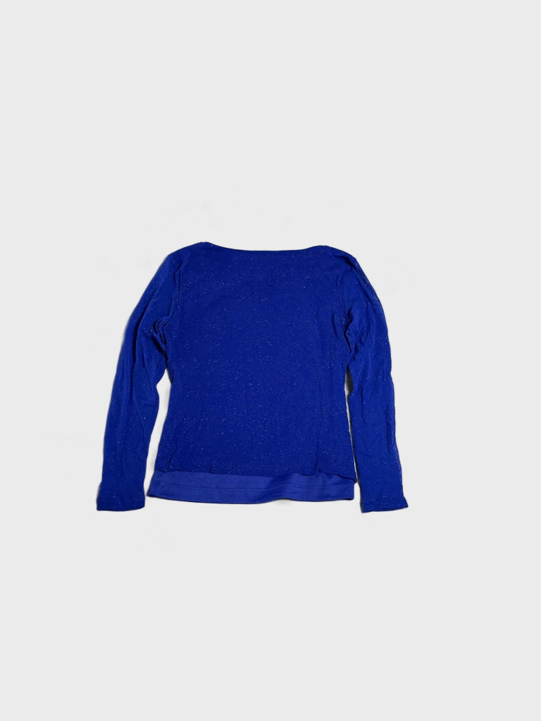 detail view, Eyeshadow blue long sleeve top, vintage Y2K second hand piece, image 5