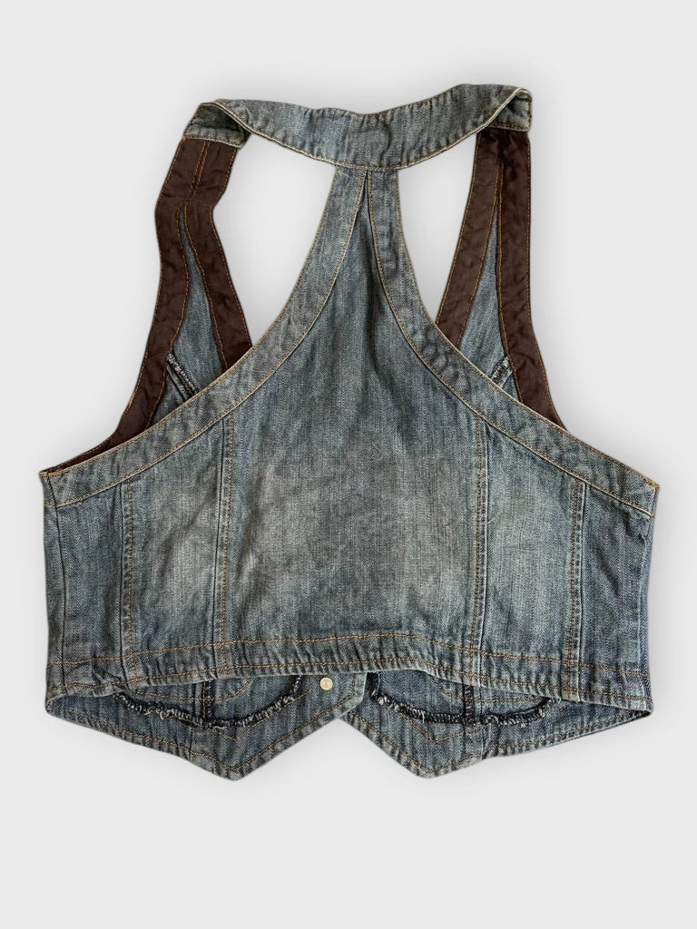 detail view, Decree blue loops – y2k denim corsage 2, vintage Y2K second hand piece, image 5