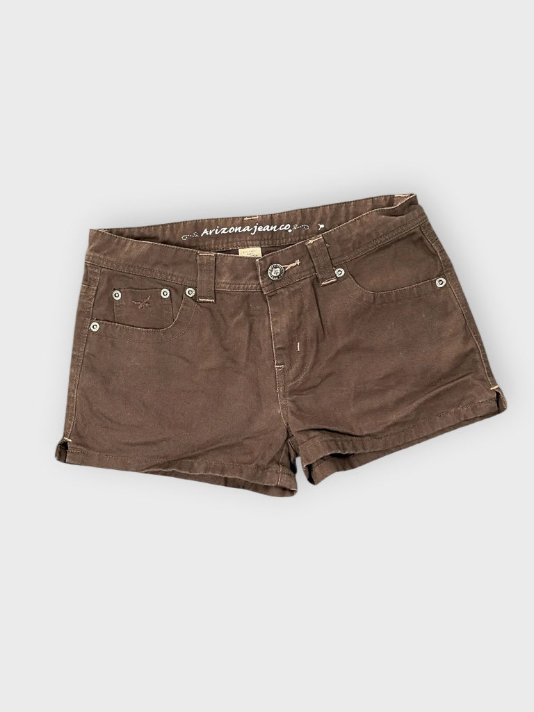 detail view, Arizona Jeans brown denim hotpants, vintage Y2K second hand piece