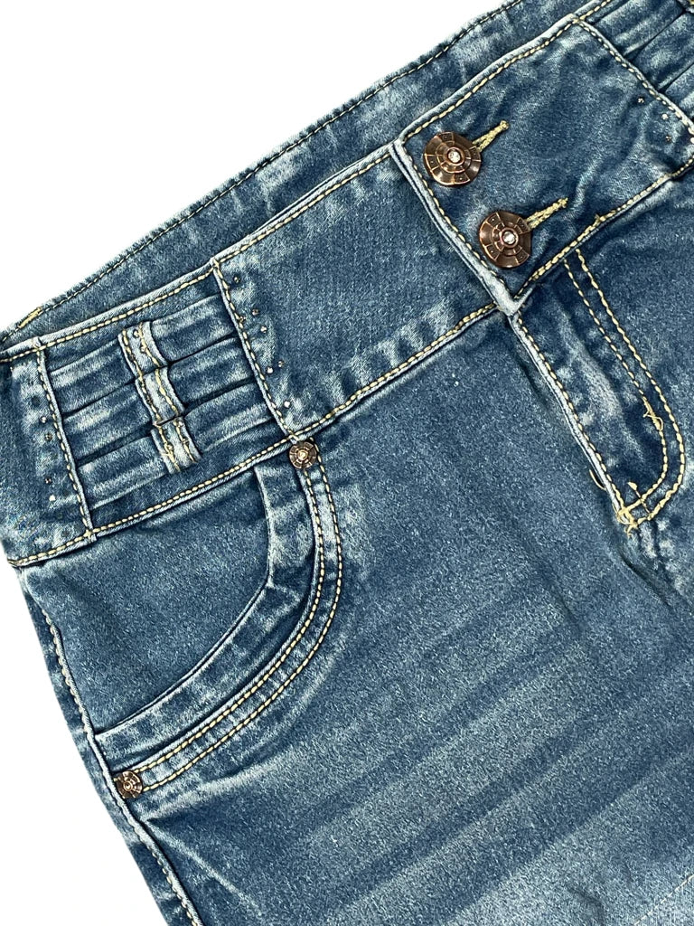 detail view, Tush Push Blue Vintage Denim Skirt, vintage Y2K second hand piece, image 4