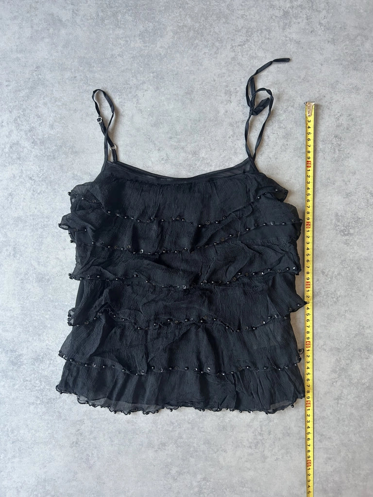 detail view, Phard Y2K Black Strappy Top, vintage Y2K second hand piece, image 8