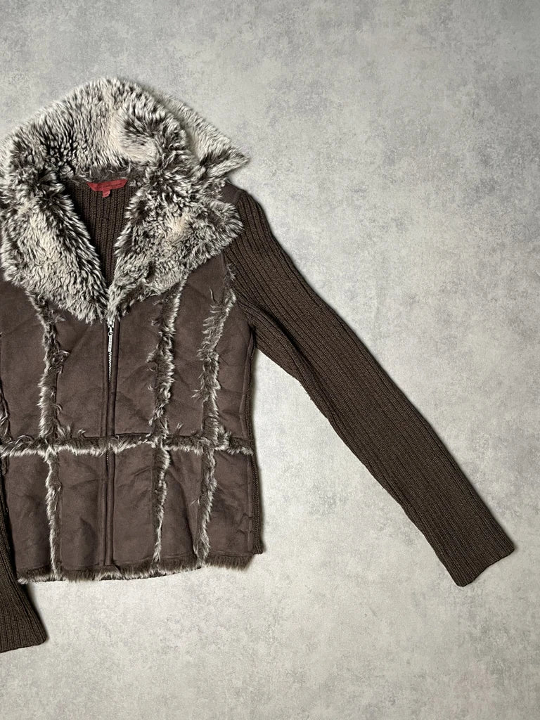 detail view, John Richmond Fur Jacket, vintage Y2K second hand piece, image 4