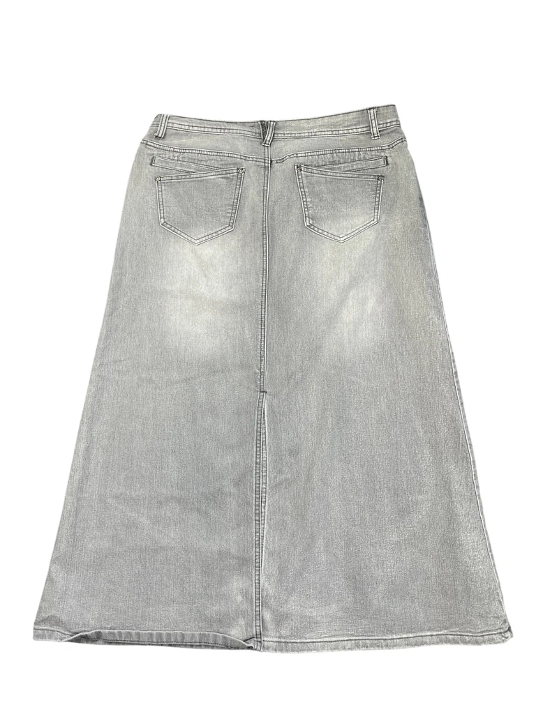 detail view, Cato Light Grey Maxi Denim Skirt, vintage Y2K second hand piece, image 4